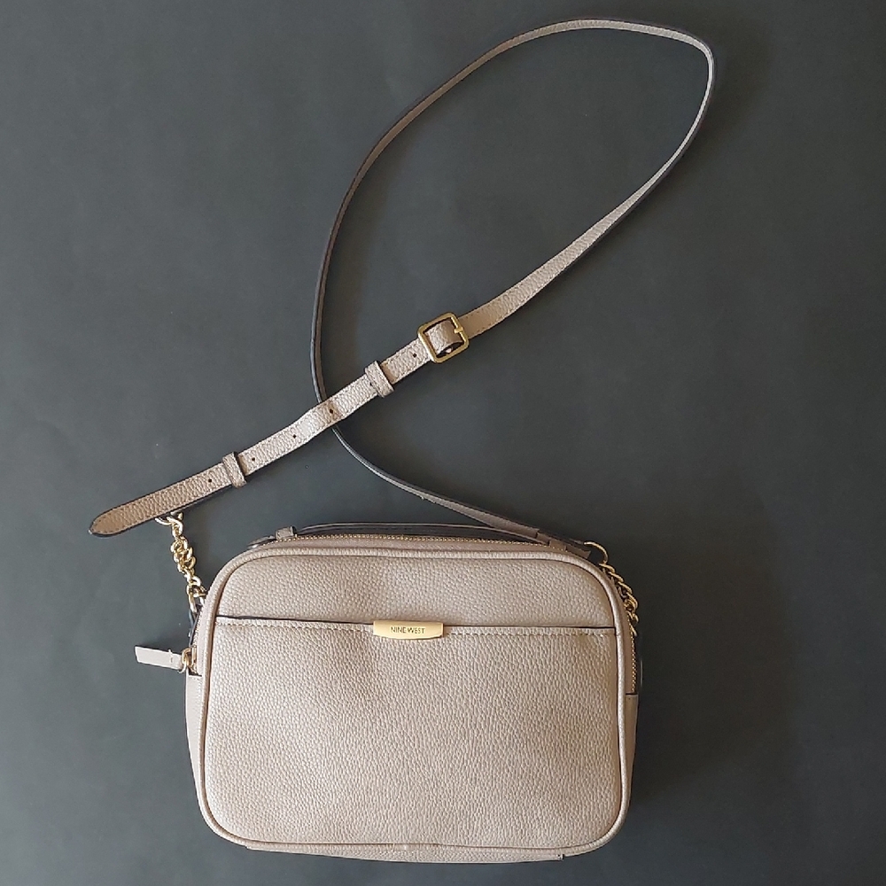 Nine West Tan Crossbody Bag with Gold Accents